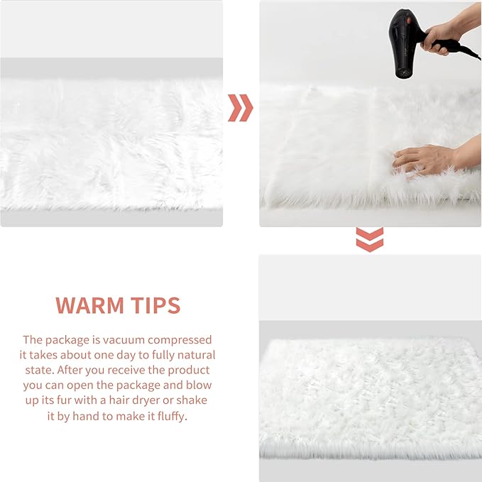 Ciicool Fluffy Area Rug, Thick Fuzzy Shag Rug Furry Nursery Rug Plush Indoor - Image 7
