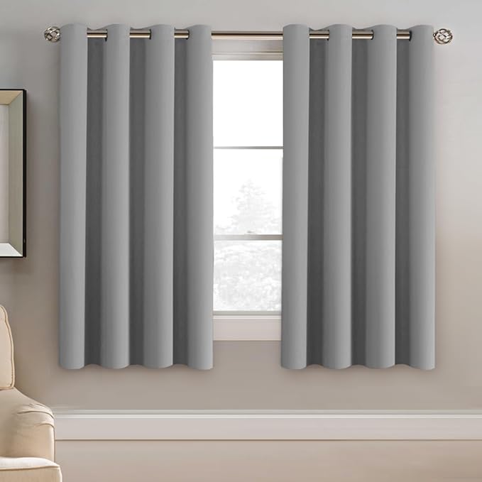 H.VERSAILTEX Blackout Grey Curtains 63 Inch Length Curtains by HVERSAILTEX