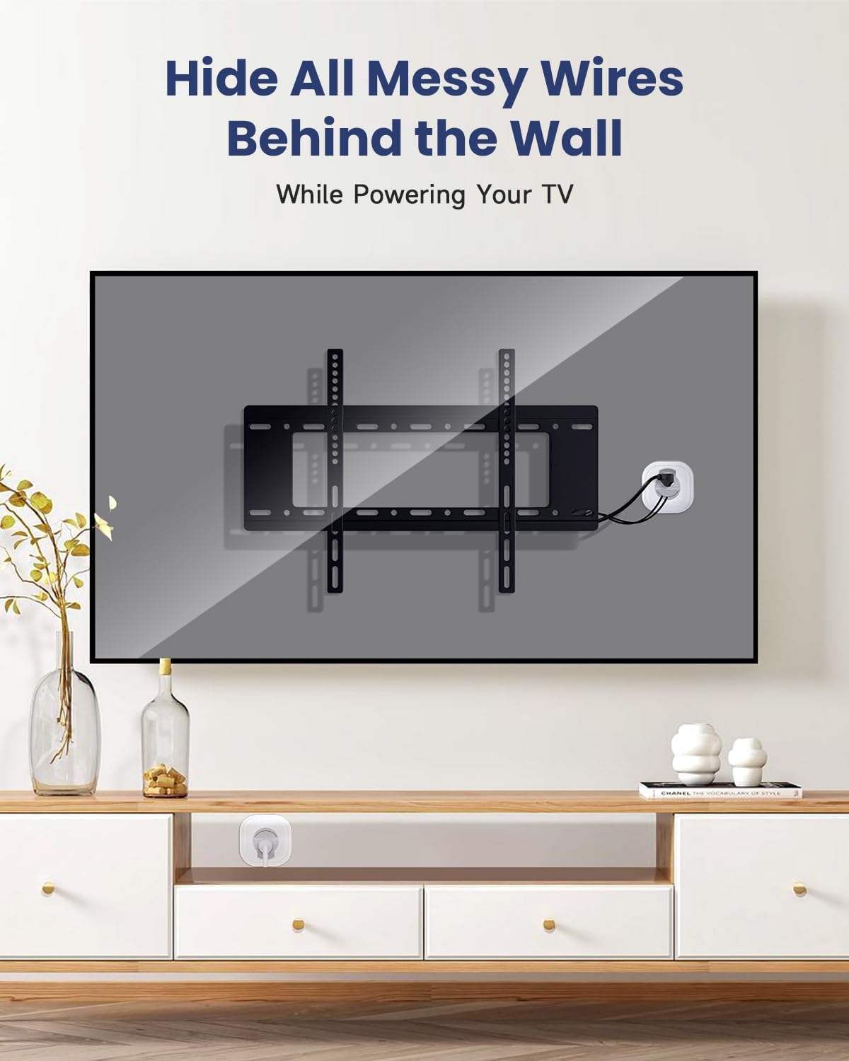 ZEXMTE in-Wall Cable Management Kit, TV Cord Hider for Wall Mounted TV, Includes Power & Low Voltage Cables Management, Wall Cable Concealer Kit with Hole Saw Drill Attachment