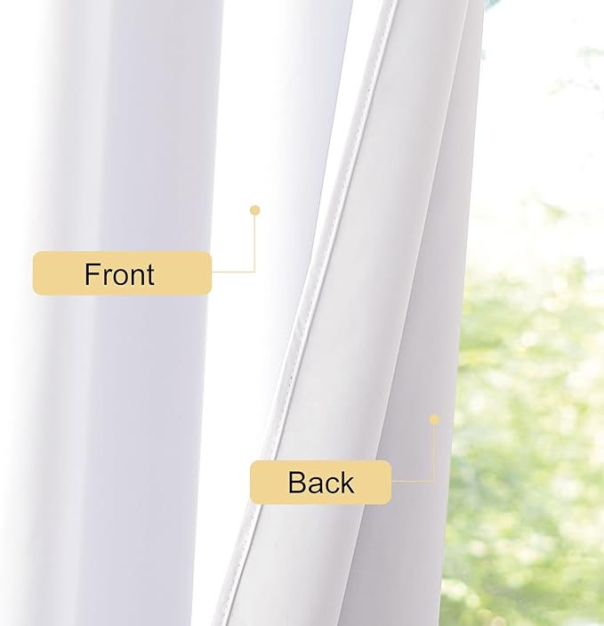 NICETOWN Bedroom 100% Blackout Curtains, 2 Panels, 42 by 36, Snow White - Image 6