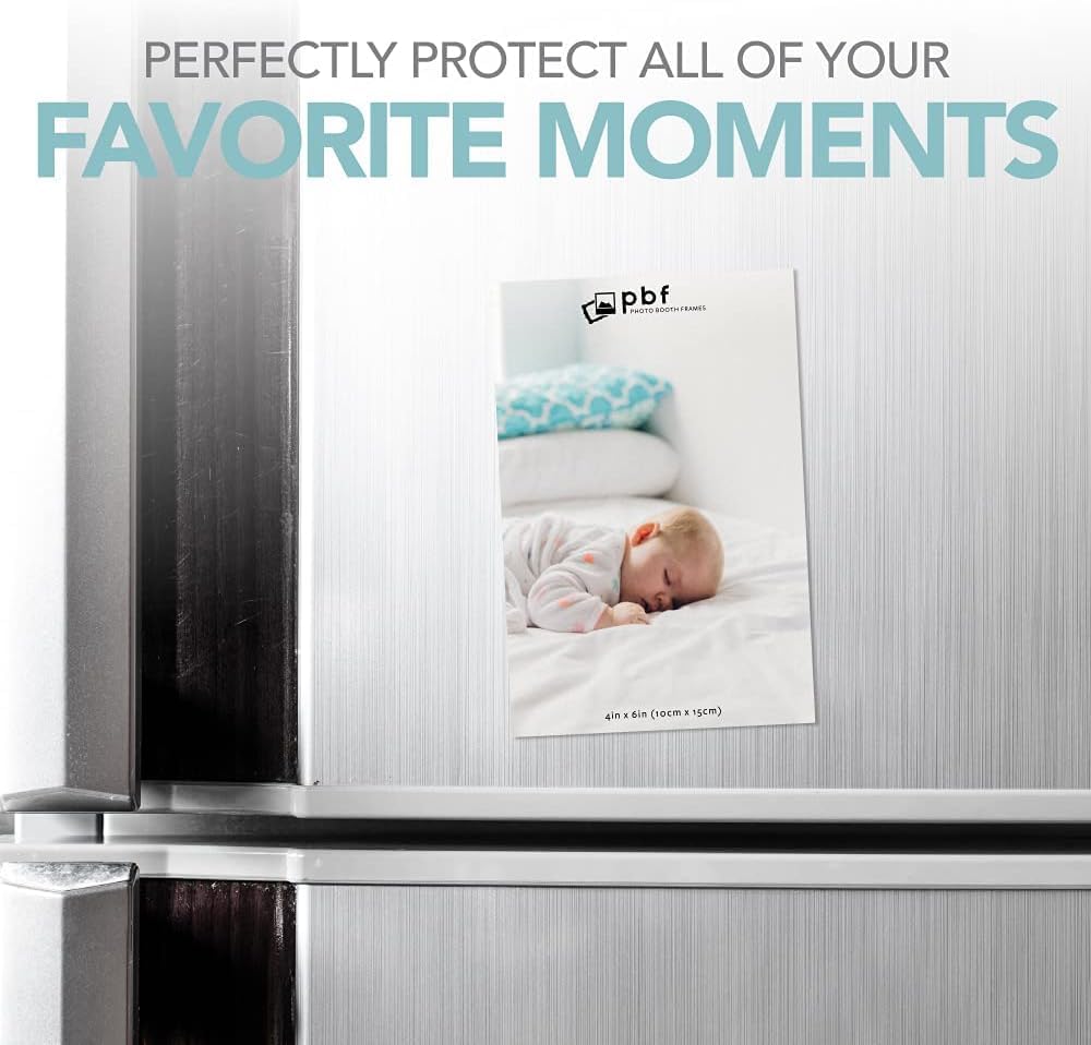 pbf 4x6 Magnetic Acrylic Picture Frames for Refrigerator – Clear Photo Holder Display for Fridge, Locker, Whiteboard, Office, Artwork, Signs – 10 Pack