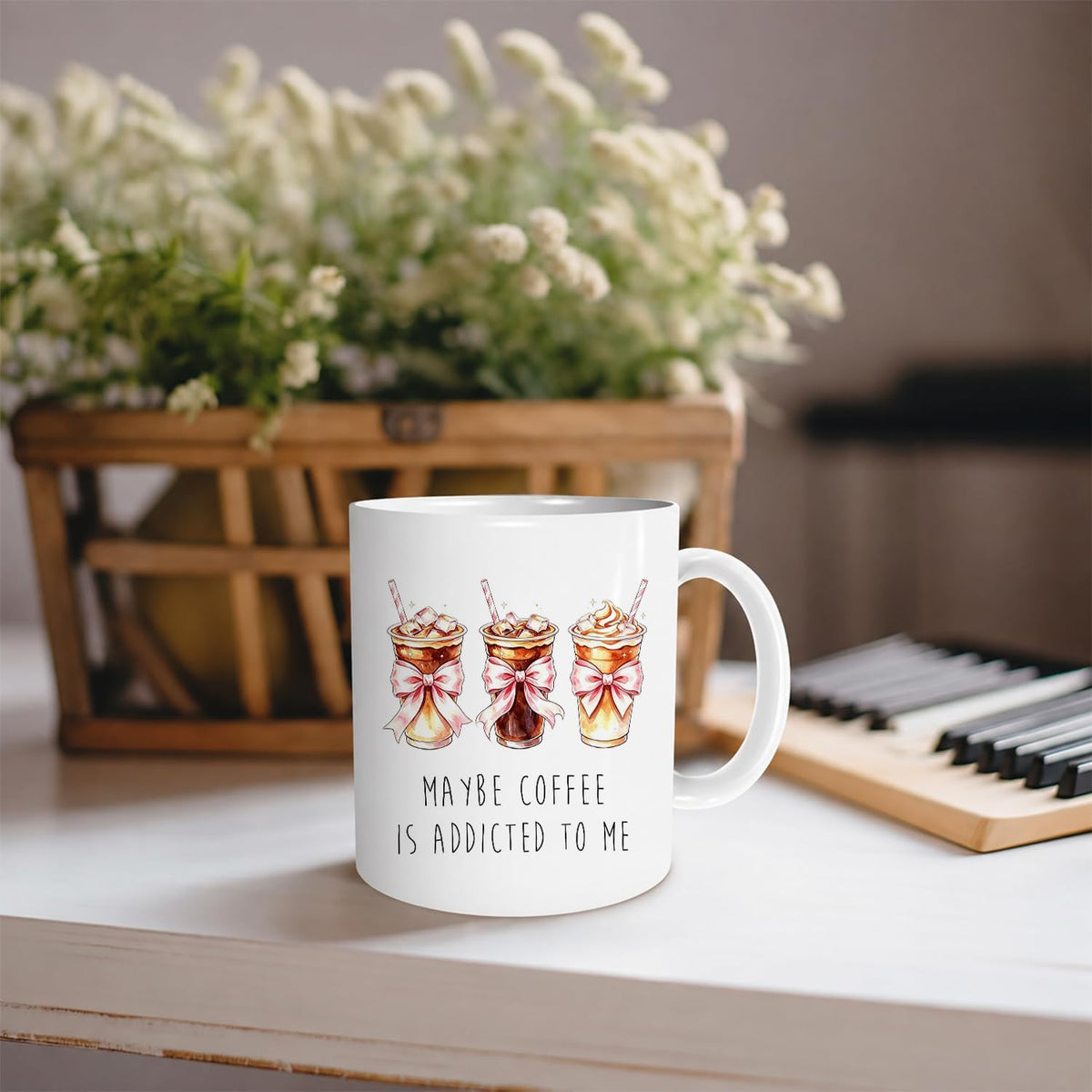 OFlich Coquette Pink Bow Coffee Mug Ceramic 11 oz