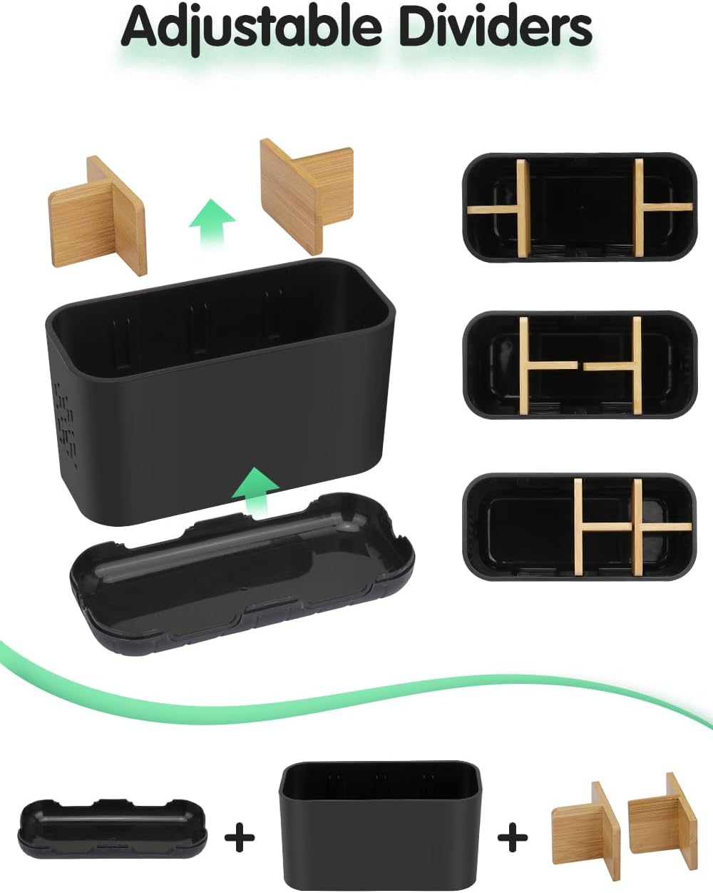 Black Toothbrush Holder with Drainage, Bathroom Organizer, Large