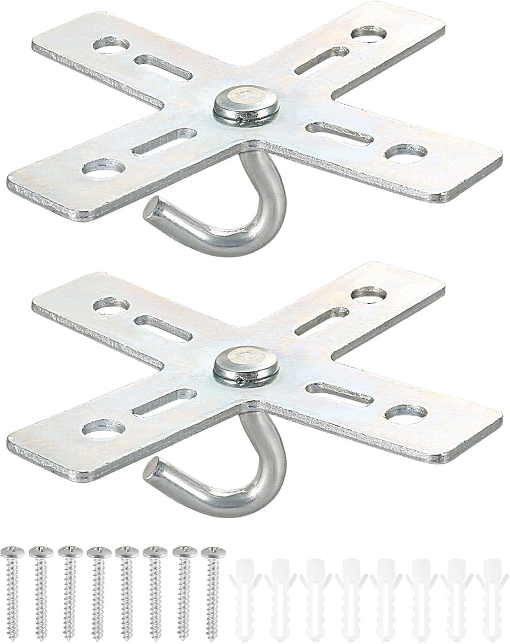 PATIKIL Ceiling Hook Kit, 2 Set Cross Design Metal Plate Mount Hanger Holder Ceiling Fan Light Fixture for Hanging Light Chandelier