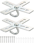 PATIKIL Ceiling Hook Kit, 2 Set Cross Design Metal Plate Mount Hanger Holder Ceiling Fan Light Fixture for Hanging Light Chandelier