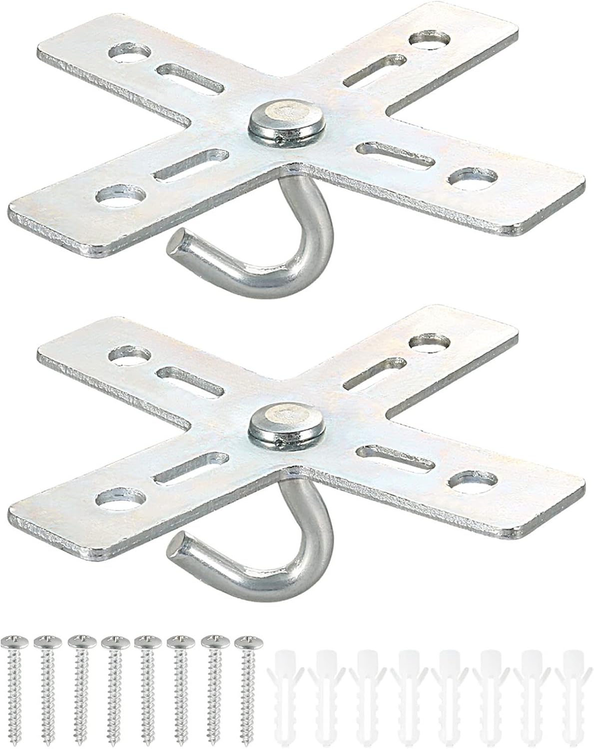 PATIKIL Ceiling Hook Kit, 2 Set Cross Design Metal Plate Mount Hanger Holder Ceiling Fan Light Fixture for Hanging Light Chandelier