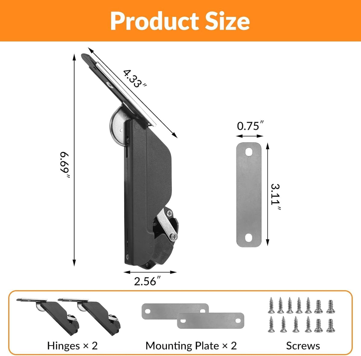 HBL' Lid Support Hinges with Soft Close, Adjustable Strength, 20LBS Support