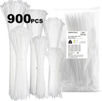 Zip Ties Assorted Sizes(14+12+10+8+6+4 Inch), 900 Pcs Black zip Ties for Home, Office, Garden, Workshop, Multi-Purpose Wire Management Cable Tie Wraps by Limsougle.