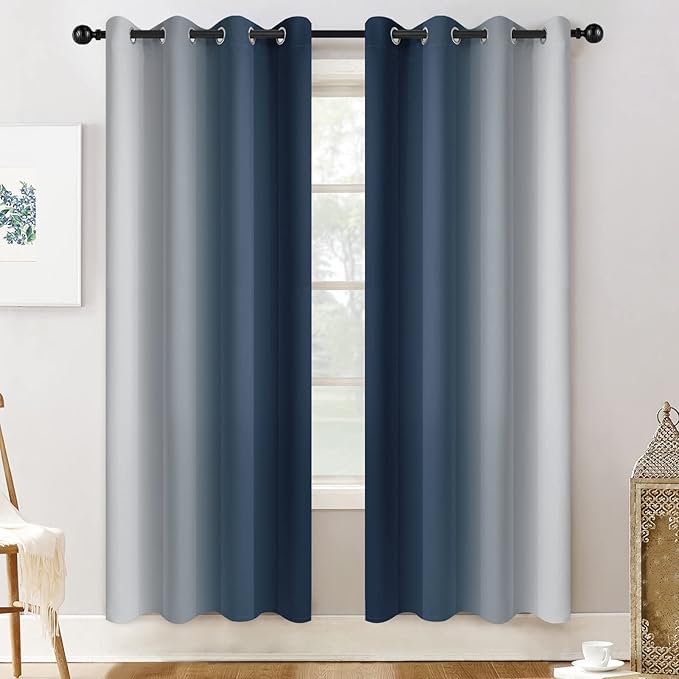 Yakamok Room Darkening Ombre Curtains 72 Inch Length, Light Blocking Grommet - Image 2