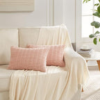 Fancy Homi 4 Packs Boho Pink Decorative Throw Pillow Covers 12x20 Inch - Image 6