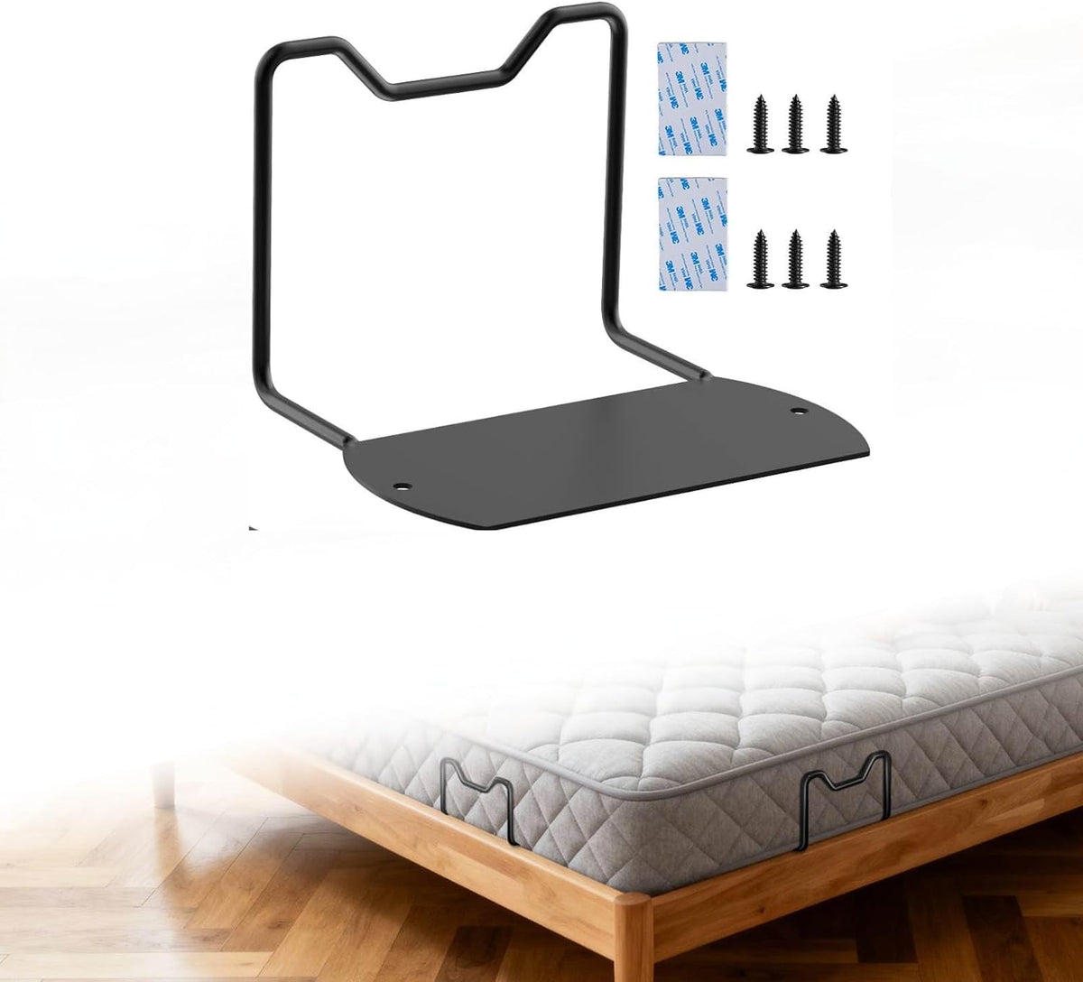 Mattress Slide Stopper,Upgrade Reinforced Welding(Black,5.9"H,4 PCS)