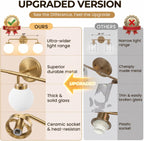Modern Brushed Gold Vanity Lights for Bathroom, Mid Century 3 Light Bathroom Vanity Light with Globe Milky White Glass Shade Over Mirror, Brass Wall Sconce for Bathroom Hallway Living Room Bedroom