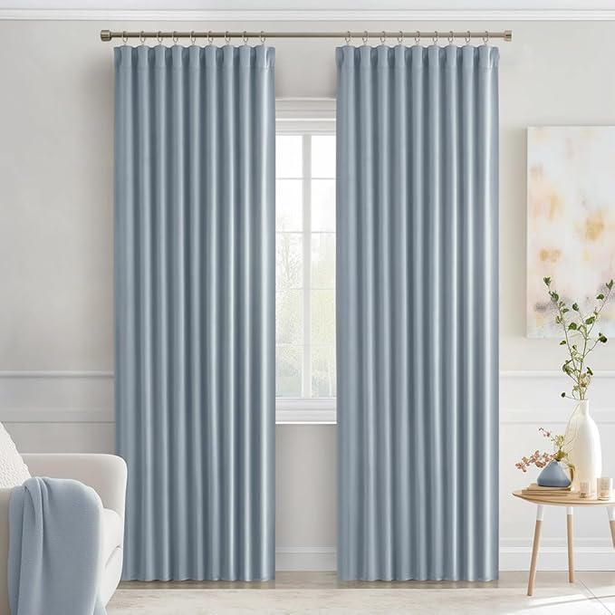 MIULEE Light Blue Back Tab Blackout Curtains 72 Inches Long 2 Panels Set - Image 9