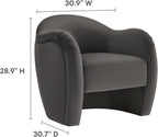 Modway Compose Barrel Chair with Performance Velvet Fabric in Storm Gray – Upholstered Accent Armchair with Curved Backrest – Cozy Lounge Chair for Reading – Round Comfy Single Sofa Club Chair