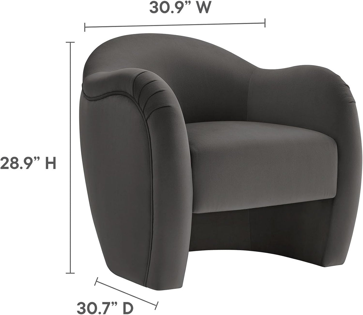 Modway Compose Barrel Chair with Performance Velvet Fabric in Storm Gray – Upholstered Accent Armchair with Curved Backrest – Cozy Lounge Chair for Reading – Round Comfy Single Sofa Club Chair