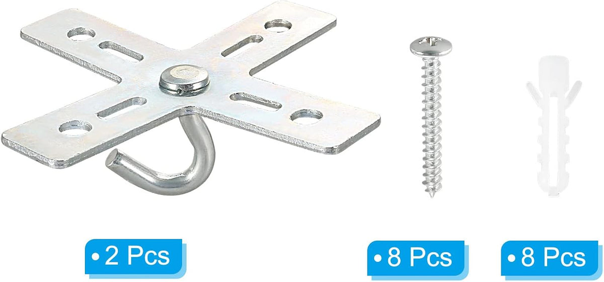 PATIKIL Ceiling Hook Kit, 2 Set Cross Design Metal Plate Mount Hanger Holder Ceiling Fan Light Fixture for Hanging Light Chandelier