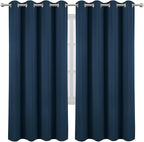 LEMOMO Blackout Curtains 66 x 72 Inch Long Navy Blue Curtains Set of 2 Panels - Image 2