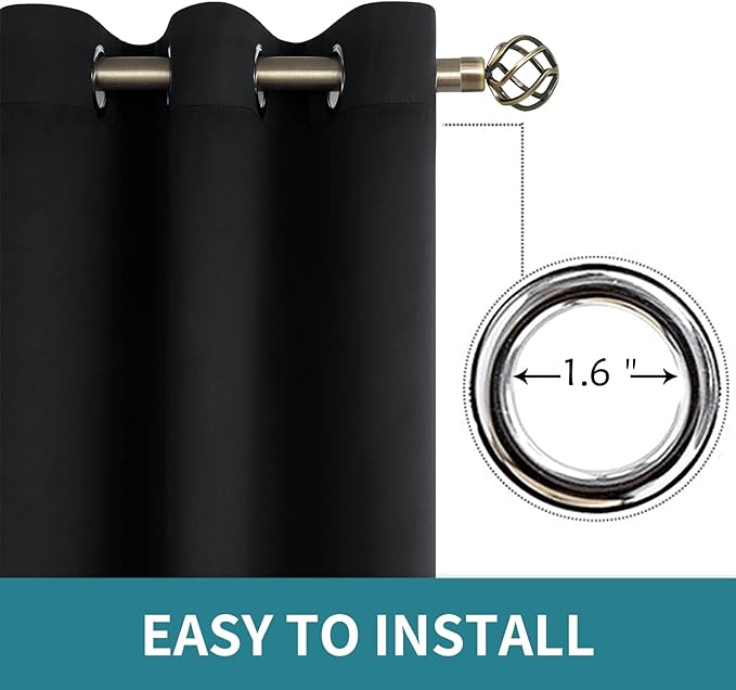 BGment Black Blackout Curtains for Bedroom 63 Inch Length 2 Panels Set - Image 5