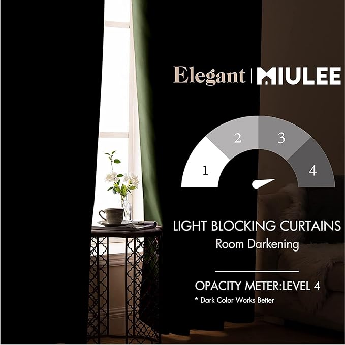 MIULEE Blackout Room Darkening Curtains Thermal Insulated Drapes Solid Window - Image 2