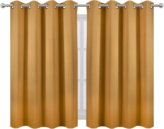 LEMOMO Mustard Yellow Thermal Blackout Curtains/52 x 45 Inch/Set of 2 Panels - Image 2