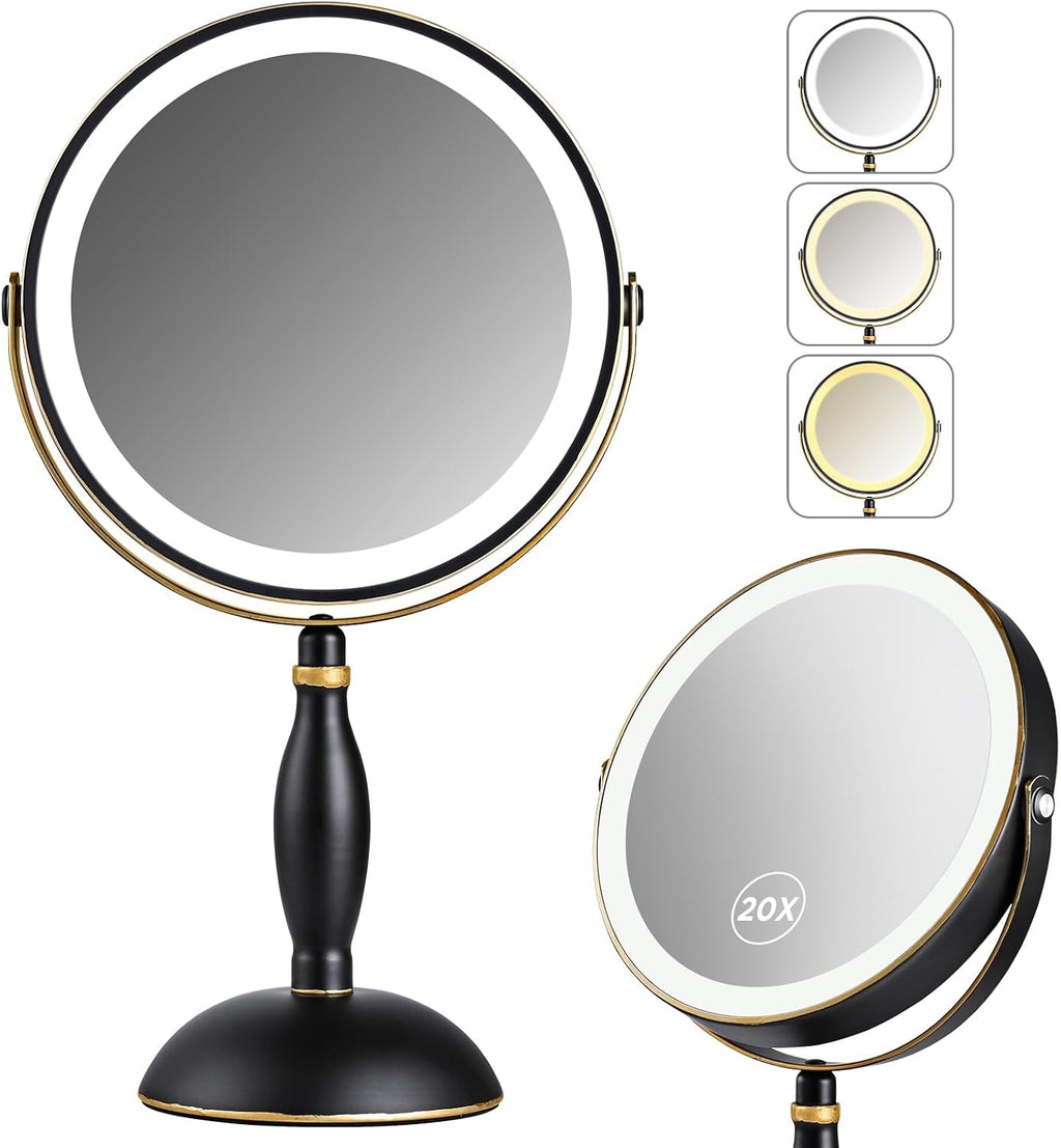20x Magnifying Mirror with Light-Brushed Nickel