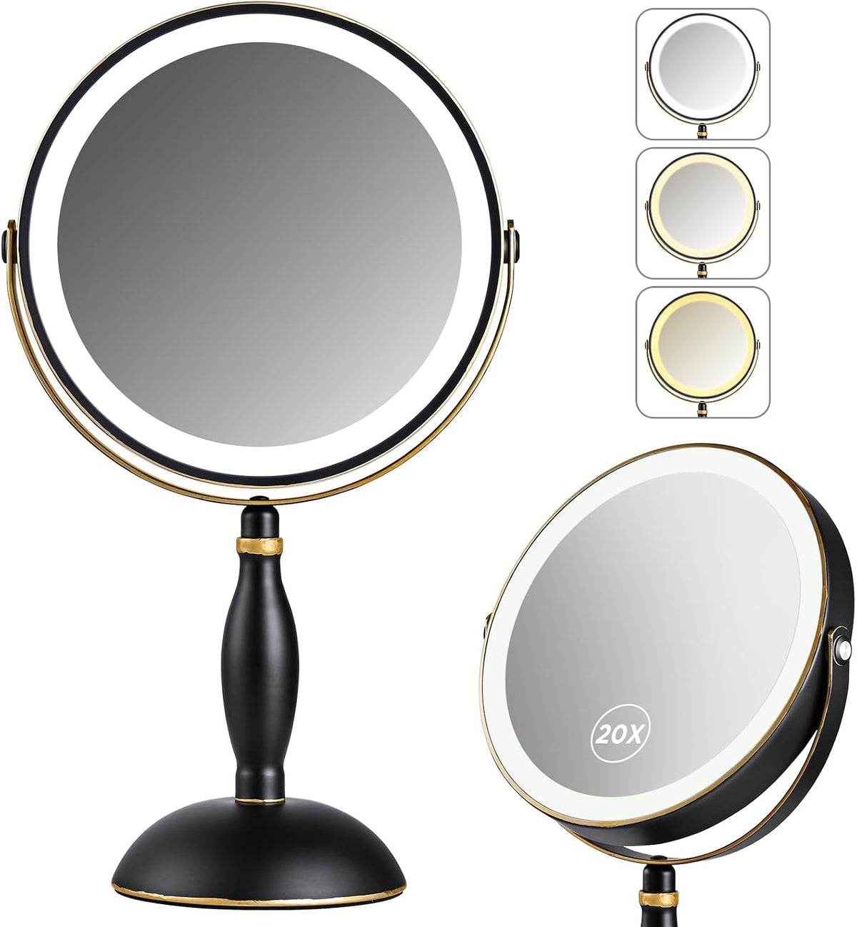 20x Magnifying Mirror with Light-Brushed Nickel