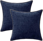 MIULEE Pack of 2 Couch Throw Pillow Covers 18x18 Inch Navy Blue Farmhouse - Image 6