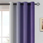 Yakamok Greyish White and Lavender Purple Ombre Curtains, Light Blocking - Image 3