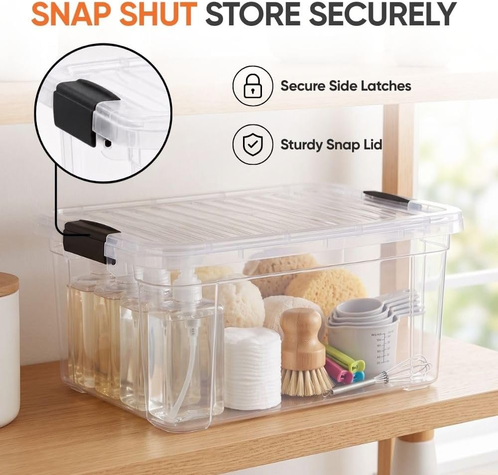 Superio 11 Quart Clear Plastic Storage Boxes with Lids, Stackable Organizer Containers, BPA-Free Storage Bins for Home, Office, School & Dorm, 1 Pack