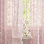 YJ YANJUN Vintage Lace Curtains Pink Boho Floral 80 Inch Curtains - Image 4