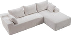 95" L-Shaped Right Facing Cloud Sectional Couch for Living Room, Modular Compressed Boneless Sectional Sofa Corduroy Boneless Corner Foam Sofa W/Chaise Lounge and Pillows