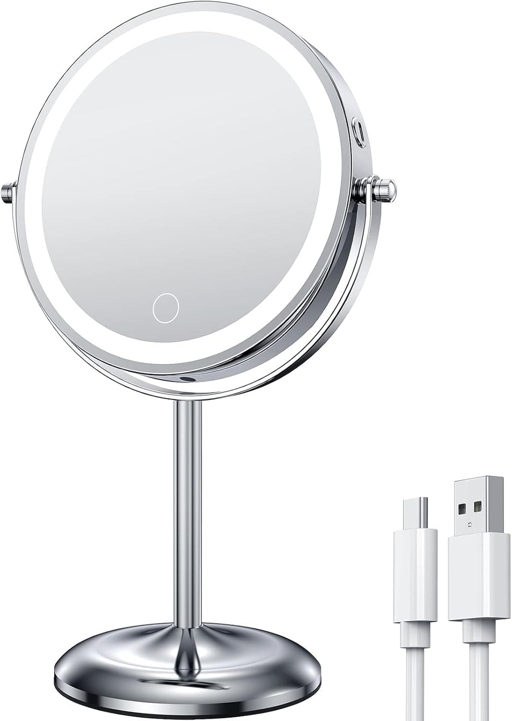 Gospire 7" Lighted Makeup Mirror, 1X/10X Magnification, Height Adjustable