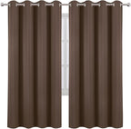 LEMOMO Blackout Curtains 66 x 72 Inch Long Chocolate Curtains Set of 2 Panels - Image 2