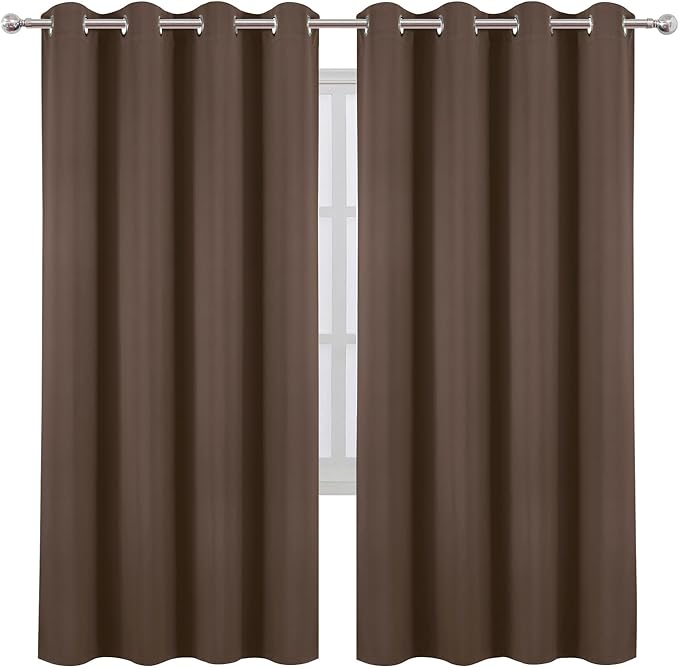 LEMOMO Blackout Curtains 66 x 72 Inch Long Chocolate Curtains Set of 2 Panels - Image 2