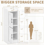 Narrow Bathroom Storage Cabinet with 2 Doors and Shelves, 9.8" W Small Storage Cabinet for Toilet Paper Storage, Slim Cabinet for Small Spaces, Bathroom, Kitchen, 9.8" W × 7.9" D × 29.5" H, White