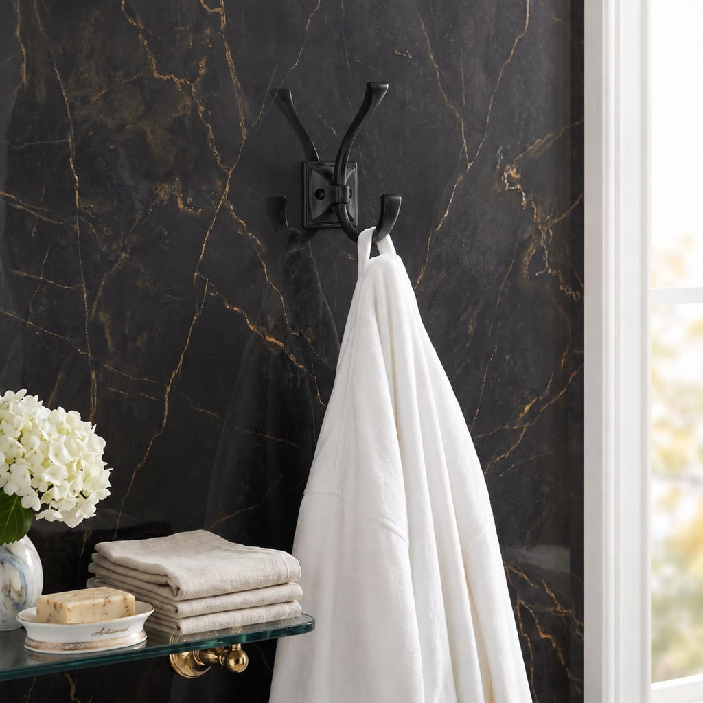 khtumeware Wall Hooks,10 Pack Coat Hooks Hardware Towel Hooks for Hanging Coats Black Robe Hooks Wall Mounted with Screws for Key, Towel, Bags, Cup.