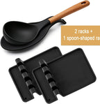 Kitchen Spoon Kitchen Gadget Holder for Ladles Rest Spoon Holder for Stove Top Black 3 Pcs (3, Black)