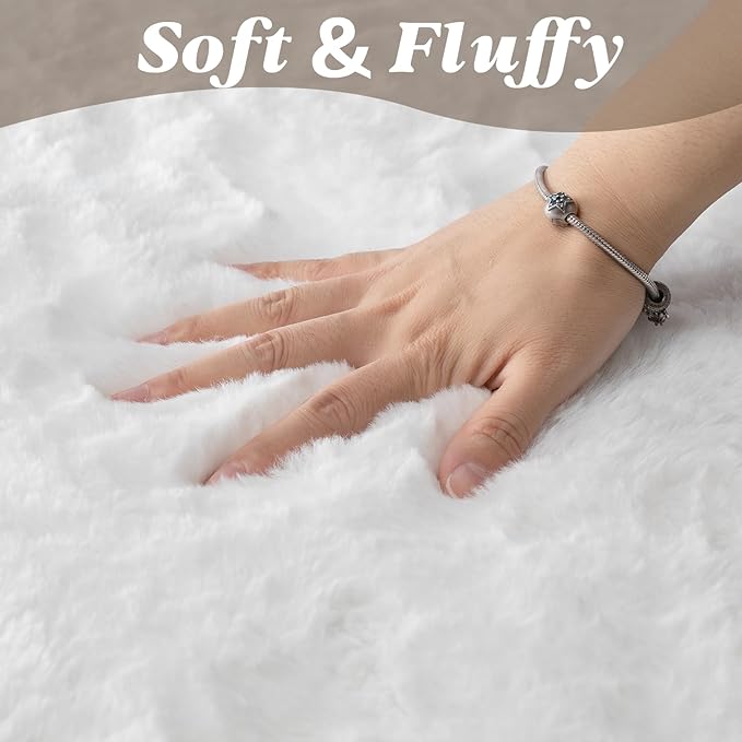 ThreadGlobe Fluffy Faux Rabbit Fur Rug Runner 2'x6', Ultra Soft & Non-Slip Rugs - Image 2