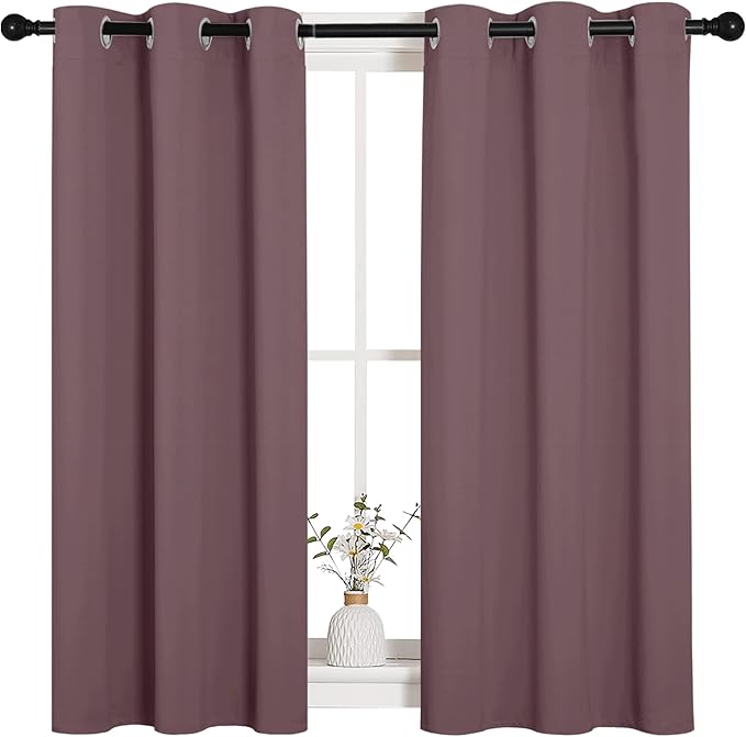 NICETOWN Bedroom Curtain Panels Blackout Draperies, Dry Rose, 1 Pair, 34 by - Image 2