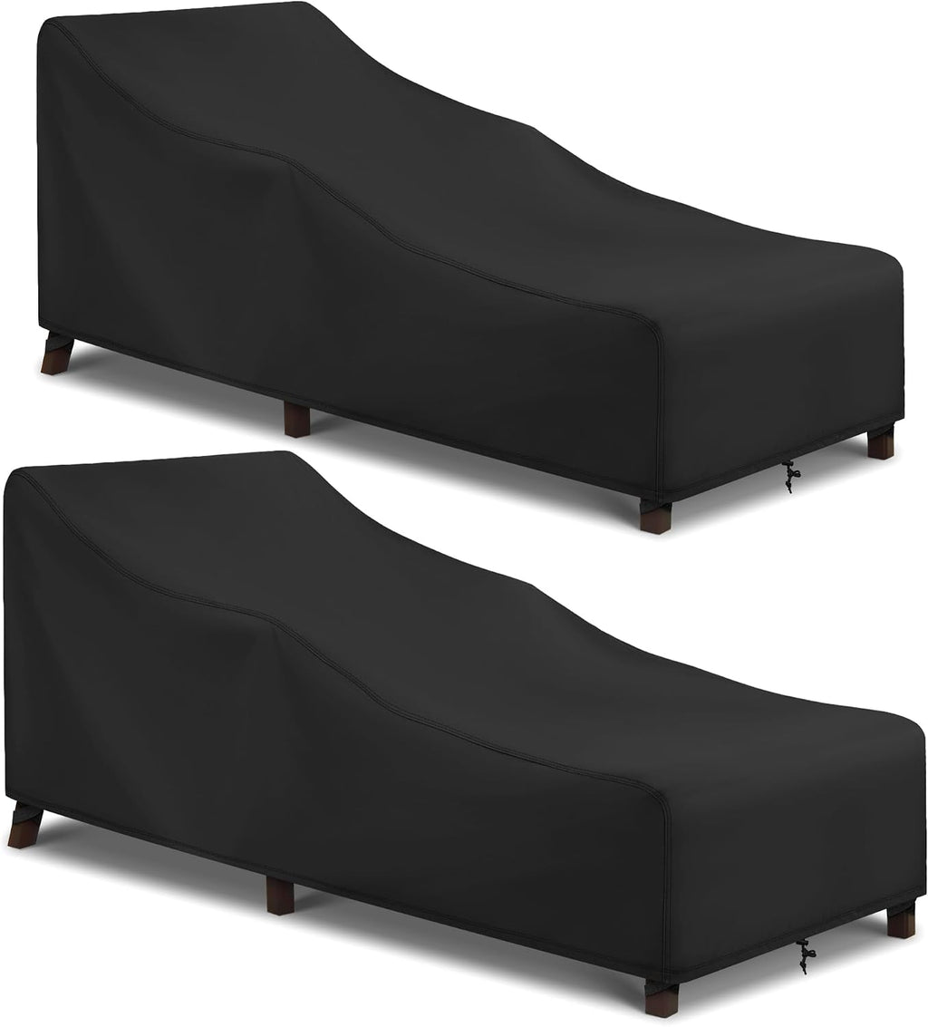 Arcedo Patio Chaise Lounge Cover Waterproof 2 Pack, 80" x 30" x 26" H,Black
