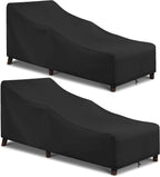 Arcedo Patio Chaise Lounge Cover Waterproof 2 Pack, 80" x 30" x 26" H,Black