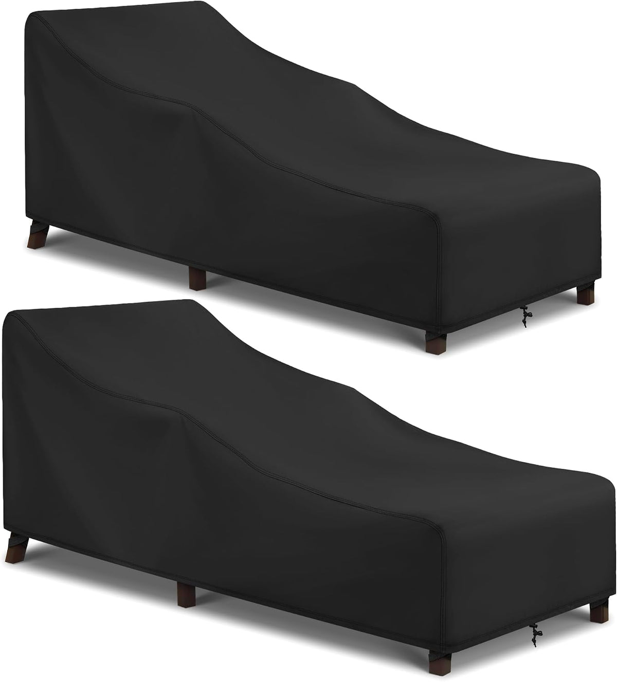 Arcedo Patio Chaise Lounge Cover Waterproof 2 Pack, 80" x 30" x 26" H,Black