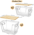 4 Set Stackable Storage Plastic Container with Removable Bamboo Cover