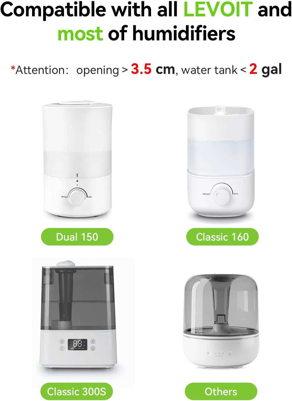 8 Pack Demineralization Cartridge Compatible with All LEVOIT Top Fill Humidifiers, Humidifier Water Cleaners, Efficiently Reduce Dust & Odor