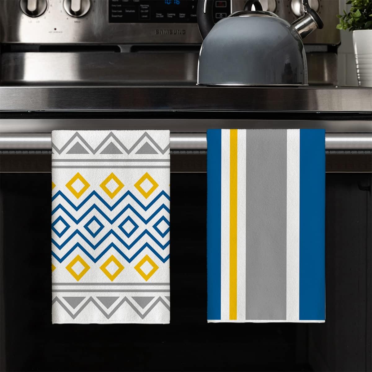 Artoid Mode Stripes Spring Kitchen Towels Set of 4 18x26 Inch
