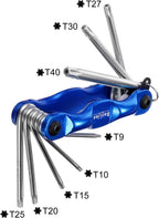 HARFINGTON Folding Hex Key Wrench T9-T40 Torx Star CR-V Steel Portable