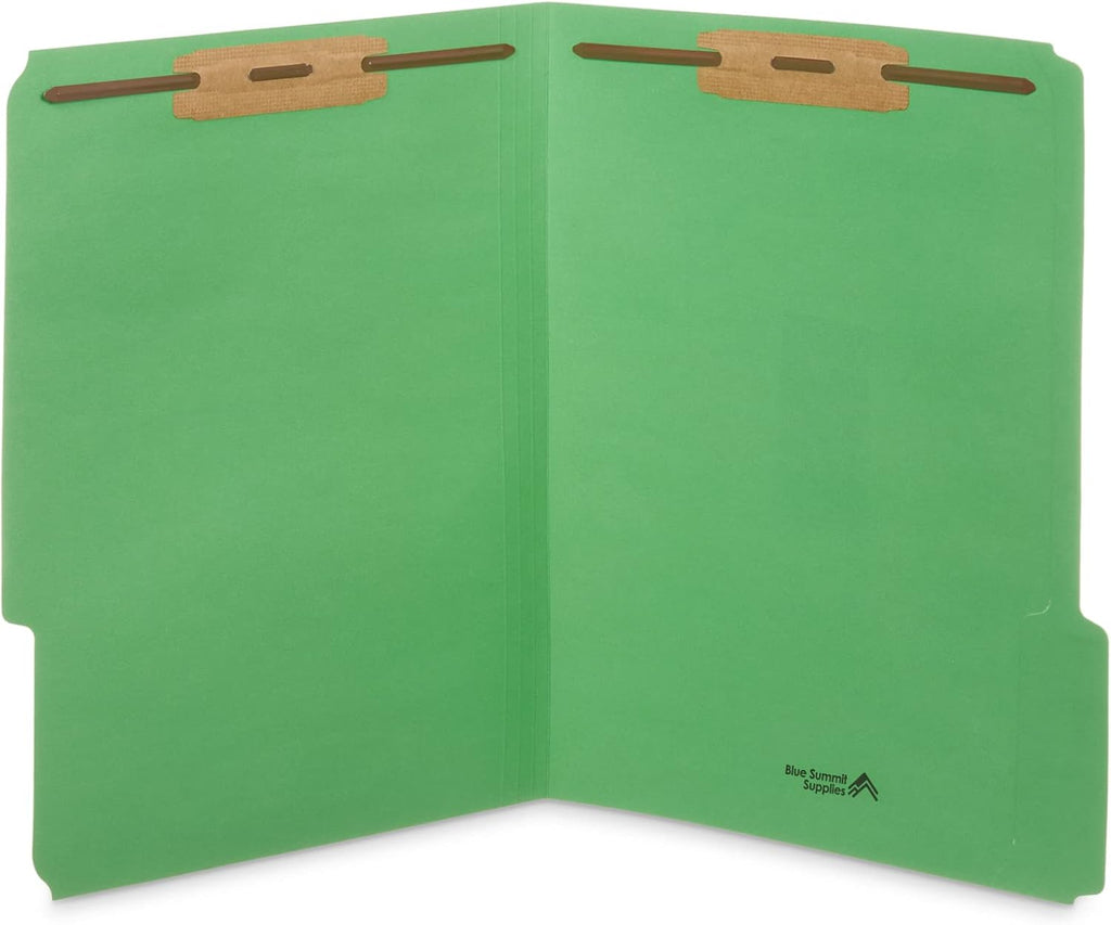 Blue Summit Supplies 50 Assorted Fastener File Folders, Letter, 2 Prong