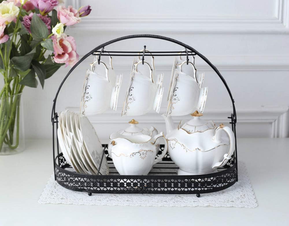 Mug Holder Coffee Cup Rack Stand - Wrought Iron Mug Rack Tea Set Organizer