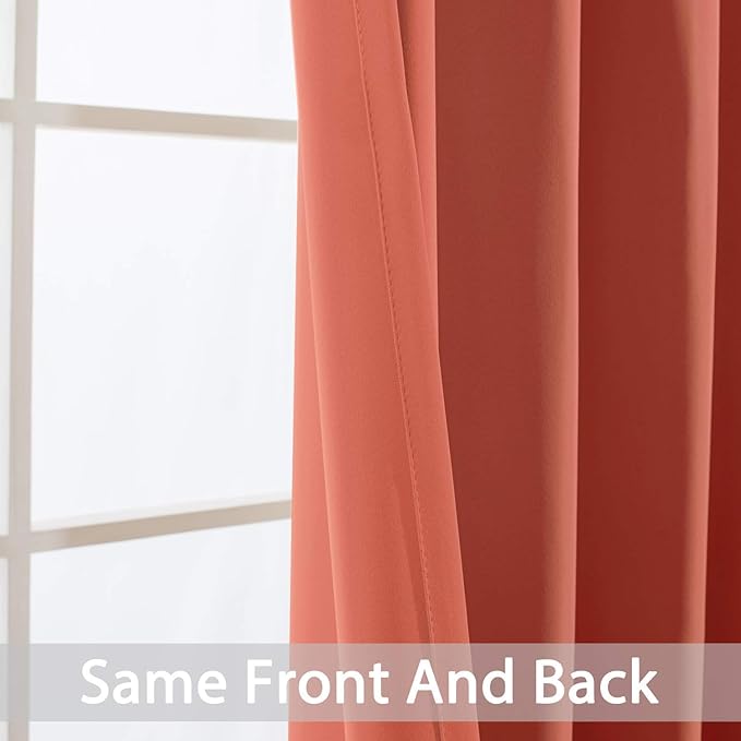 Yakamok Blackout Curtains 84 Inches Long Coral Room Darkening Thermal Insulated - Image 7