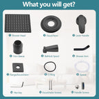 8" Shower Faucet Compatible with Delta 13/14 Series Tub Trim Kit, High Pressure Square Rain Shower Head& Handle Set System, Matte Black (Valve& Catridge Not Inclued)